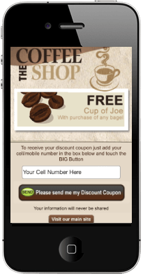 coffee sms mobile website
